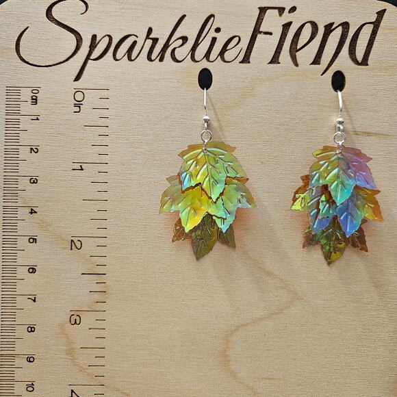 Iridescent chestnut sequin waterfall earrings - Picture 1 of 1